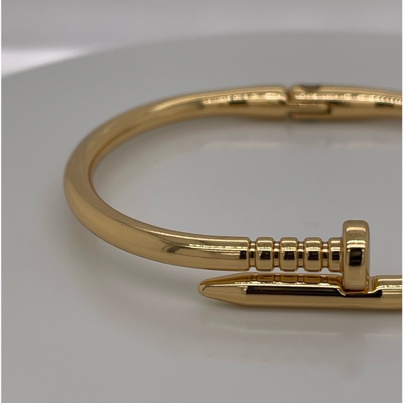 18K Gold Plated Brass Nail Bracelet Cuff Bangle - Picture 4 of 6